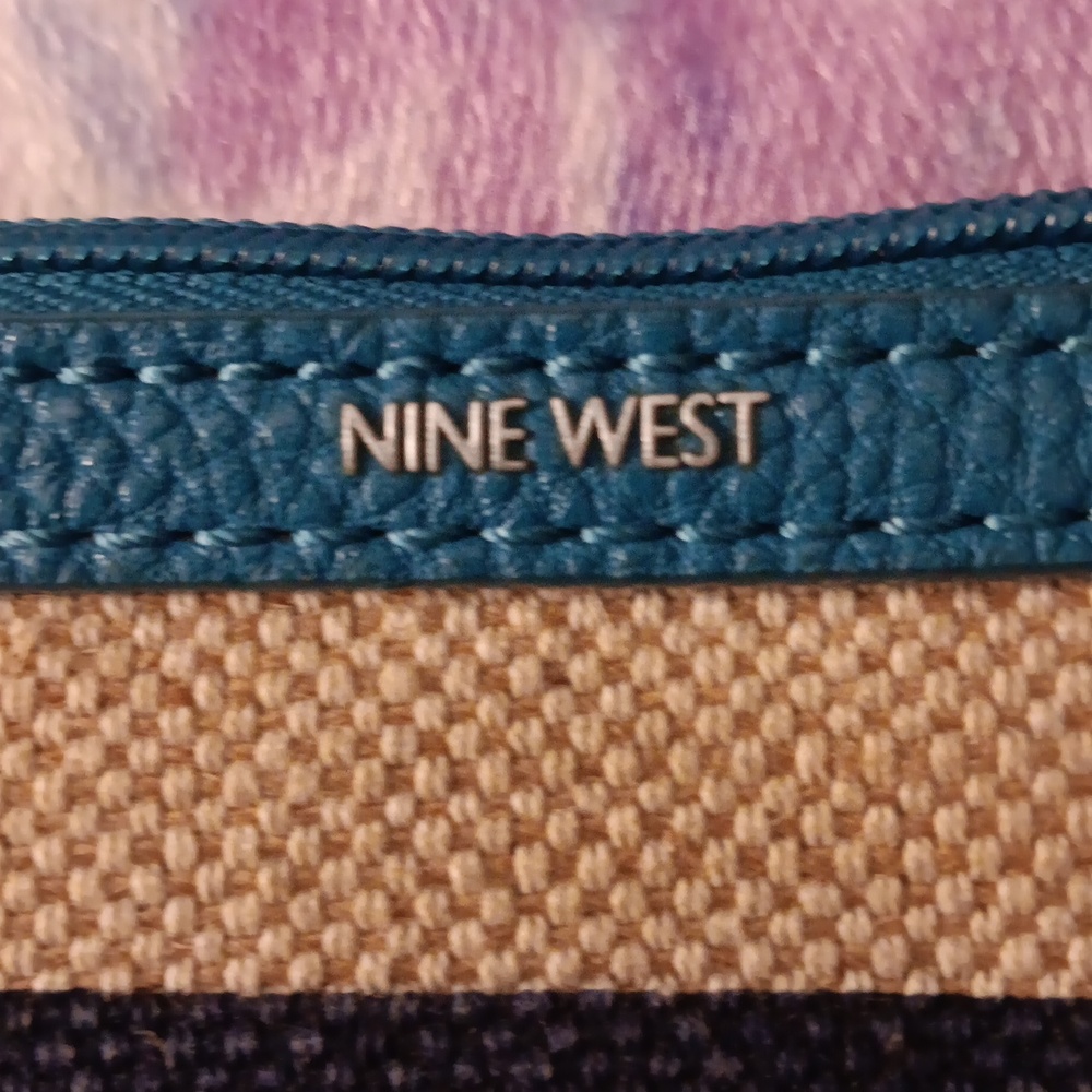 Nine West Navy and Ratan Striped Wristlet